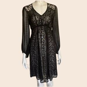 Ella Moss Black Empire Waist Lace Overlay Dress Size Small